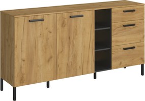 Komód 2D3S, craft tölgy arany/antracit, SANTANA