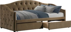 Ágy tárhellyel, 90x200, barna Velvet szövet, ZASKA