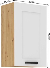 Felső szekrény, fehér/artisan tölgy, LULA 45 G-72 1F