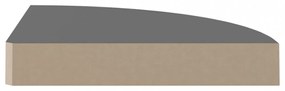 magasfényű szürke MDF lebegő sarokpolc 25 x 25 x 3,8 cm