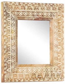 kézzel faragott tömör mangófa tükör 50 x 50 x 2,6 cm