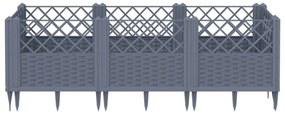 szürke PP kerti virágláda cövekekkel 123,5 x 43,5 x 43,5 cm