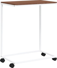 vidaXL fehér szerelt fa kisasztal kerekekkel 55x35x70 cm