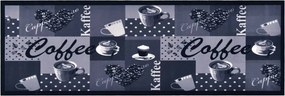 vidaXL kék kávémintás mosható konyhai szőnyeg 45 x 150 cm