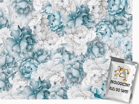 Fotótapéta Flizelina Virágok Kék Fehér Bazsarózsa Peonie 100x75 ragasztó