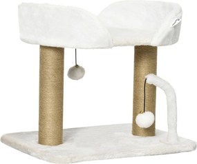 PawHut Macska Kaparófa Kicsi Macskák számára, 42 cm Magas Macska Fa Fészekkel, Függő Labdákkal és Zsinóros PosteKKel, 48x38x42 cm | Aosom