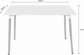 Étkezőszett 1 + 4, fehér étkezőasztal ADRIA 120x80 cm + krémszínű bársony szék LAVA