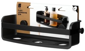 Fekete öntapadós műanyag fürdőszobai polc Flex Adhesive – Umbra