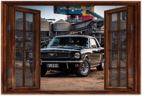 Poszter 90x60 Fekete Ford Mustang Auto