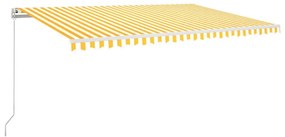 sárga-fehér szélérzékelős és LED-es napellenző 500 x 300 cm