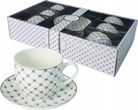 Livello Kávéscsésze 6 x 250 ml csészealjjal 14 cm arany csíkkal