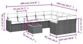 10 részes bézs polyrattan kerti ülőgarnitúra párnával