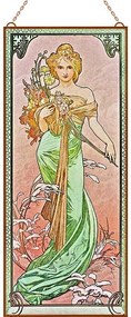 Alfons Mucha - Tavasz (2) üvegkép, falikép