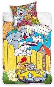 Tom és Jerry Yellow Car ágyneműhuzat 140×200cm, 70x90 cm