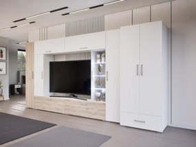 Kaldera szekrénysor (Fehér-Fehér Tölgy) 2 ajtós ruhás elemmel modern
