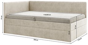 Egyszemélyes ágy 110 cm Optoman (barnásszürke) (ágyráccsal és matraccal) (tárolóhellyel). 1098578