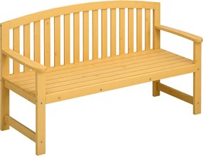 Outsunny 2 fős kerti pad kültéri fa gerendás pad háttámlával és karfával teraszra 143x51x85 cm Természetes | Aosom