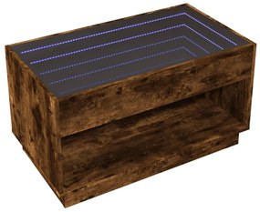 Füstös tölgy végtelen hatású LED-es dohányzóasztal 90x50x50 cm