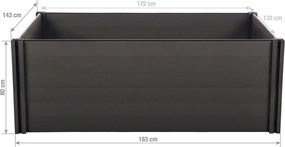 Emelt virágágyás G21 Crop 183 x 143 x 80, WPC,Eben, 80 cm