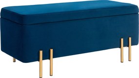 HOMCOM Pad, kárpitozott pad tárolóval, fém, kaucsukfa, habszivacs, 100 x 40 x 42 cm, sötétkék
