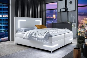 KAZIMA kárpitozott ágy világítással - 180x200, fehér + INGYENES topper
