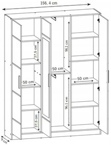 Eden2 3D Gardróbszekrény 156,4cm, Fehér