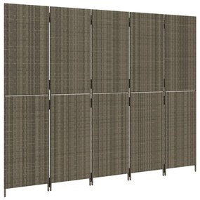 szürke 5-paneles polyrattan térelválasztó
