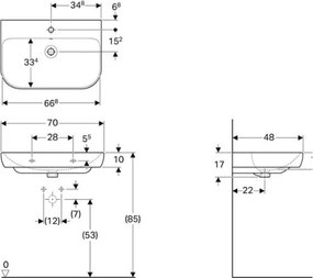 Geberit 500.248.01.1 - Függesztett mosdó Smyle 70x48 cm kerámia/fehér