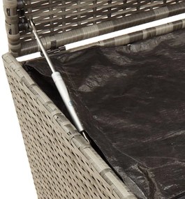 szürke polyrattan kerti tárolóláda kerekekkel 283 L