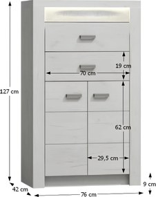 Komód, kőris fehér, INFINITY I-06