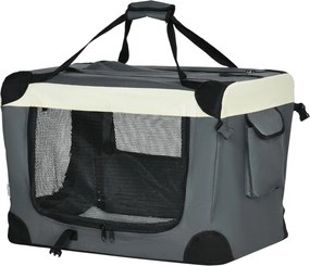 PawHut Összecsukható Kutya Szállító 60x41x41 cm Kiskutyák és Macskák Számára Ablakos Puha Párnával és 2 Vállpánttal | Aosom