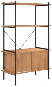 4 szintes acél és szerelt fa polc szekrénnyel 80x40x130 cm