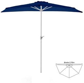 Balkon napernyő félkör alakú 2,7 m sötétkék karral