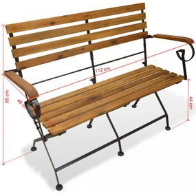 összecsukható tömör akácfa kerti pad 112 cm