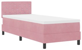 Boxspring Ágy Mattal és LED Rózsaszín 80x200 cm Bársonyos