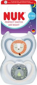 Baba cumi  NUK Perfect Match Air Night FIREFLY/LION 0-6m 2db, vel. 0-6 h