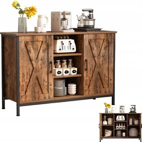 Tálalószekrény Oldalsó Szekrény Nyitott Polcokkal Vintage Komód Konyha Nappali Loft