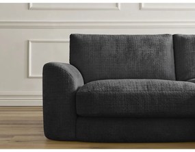 Fekete zsenília sarokkanapé (jobb oldali-heverő résszel) Leonore – Bobochic Paris