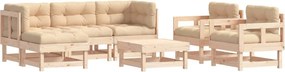 vidaXL 7 részes tömör fa kerti ülőgarnitúra párnával