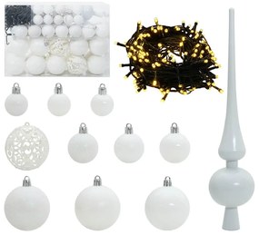 Karácsonyi Díszgömb Készlet 150 LED-del 61 pcs Fehér Műanyag