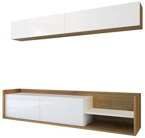 TV szekrény Kale - Teak, White