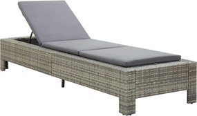 vidaXL szürke polyrattan napozóágy párnával