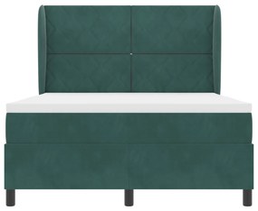 Boxspring Ágy Mattal - Sötét Zöld, 140x200 cm, Bársony