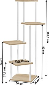 Fém virágállvány, fehér/sonoma tölgy, ADITE