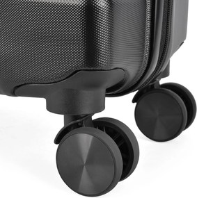 BONTOUR “wave” közepes duplakerekes gurulós bőrönd, fekete, m méretű