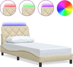 vidaXL krém szövet ágykeret LED-ekkel matrac nélkül 80x200 cm