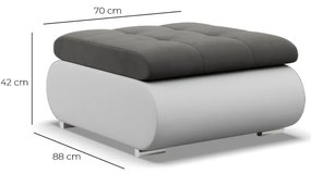 Tokio puff, bársony + műbőr, szürke - fehér