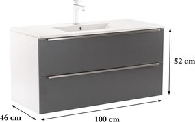 Vario Trim 100 alsó szekrény mosdóval fehér-antracit