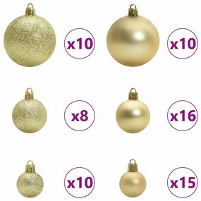 Műfenyő Kivilágított Karácsonyfa Gömbökkel Zöld 240 cm PET