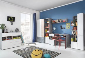 SIGMAR íróasztal, 125x76x55, fehér/beton